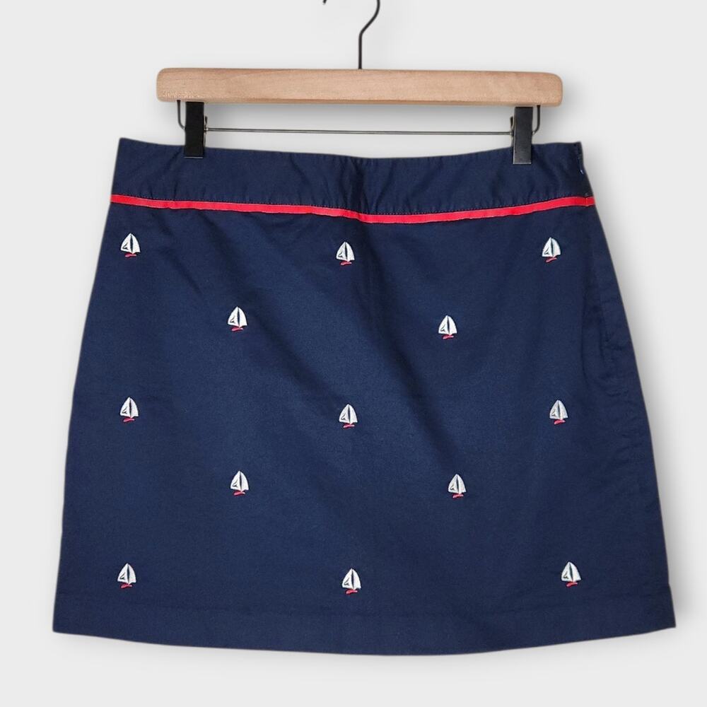 Vineyard Vines Womens Navy Sailboat Embroidered Mini Skirt 10 Nautical Preppy